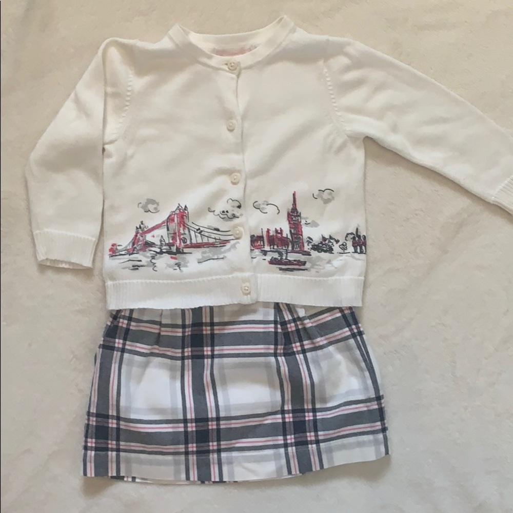 Janie and Jack London cardigan and matching  skirt